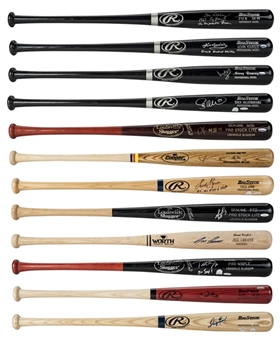 Lot of (12) Boston Red Sox Signed Bats (Including David Ortiz & Manny Ramirez) (PSA/DNA Pre-Cert)